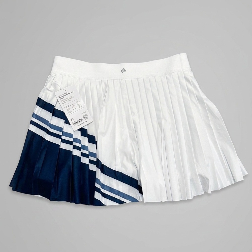 Athleta Match Point Pleated Colorblock Skort White Navy Blue Size M NWT